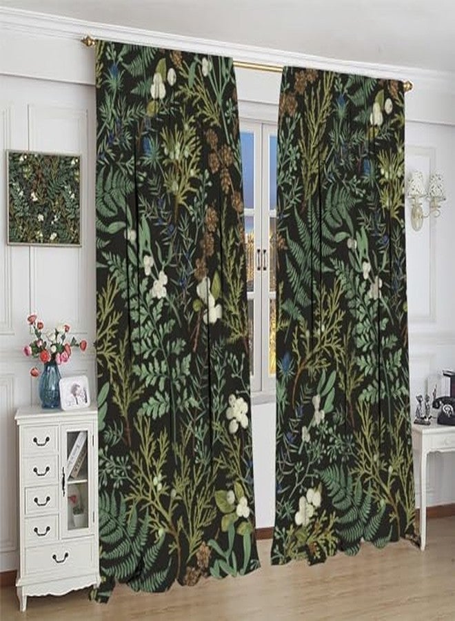 KANEPE Vintage Botanical Curtain, Rustic Farmhouse Plant Green Nature Theme Window Treatments, Retro Rod Pocket Thermal Insulation Drapes for Bedroom Living Room, 42" W X 45" L - Image 5